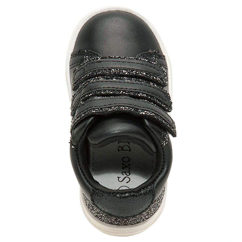 Baskets basses avec 3 scratchs et paillettes - Noir