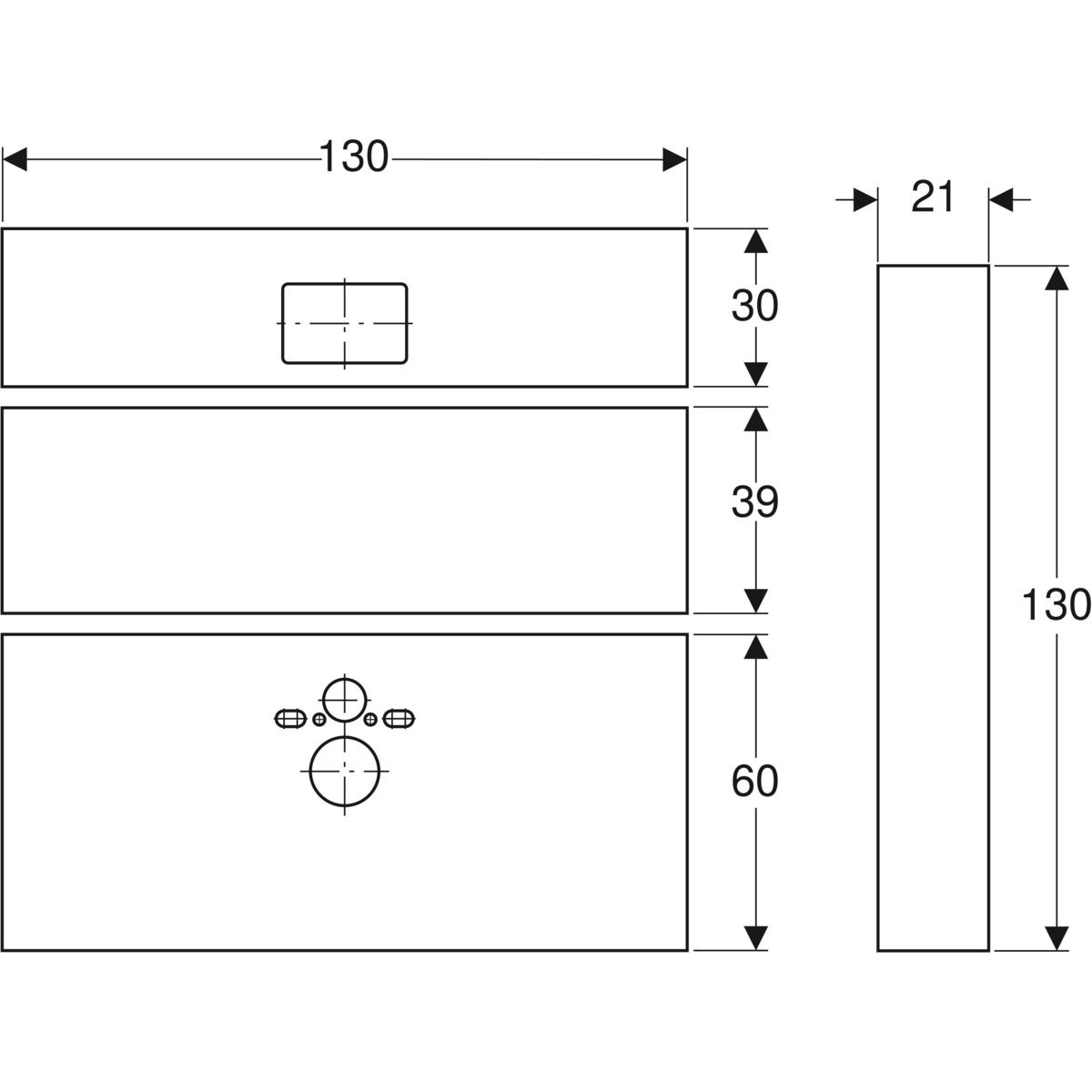 Geberit GISeasy gipskartonplaten t.b.v. toiletmodule m. reservoir  UP100, UP300 en UP320 front 130x130cm