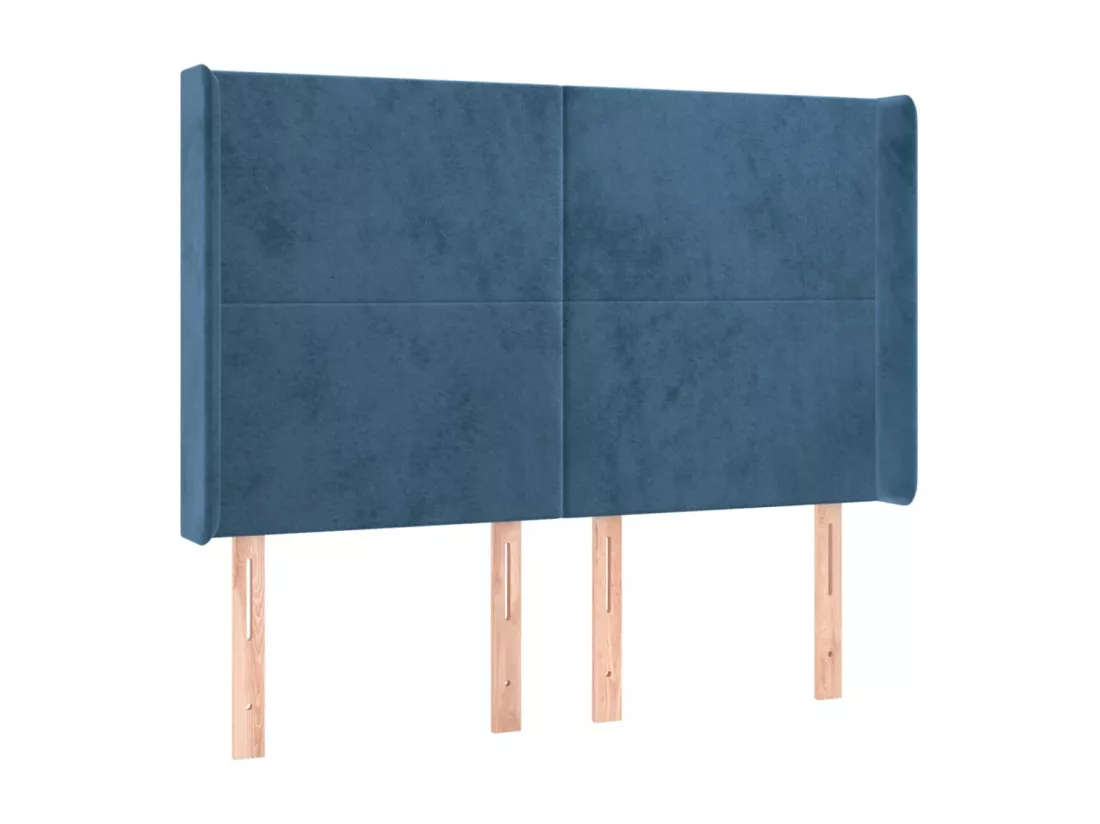 Sommier tapissier matelas et LED Bleu foncé 140x190 cm Velours