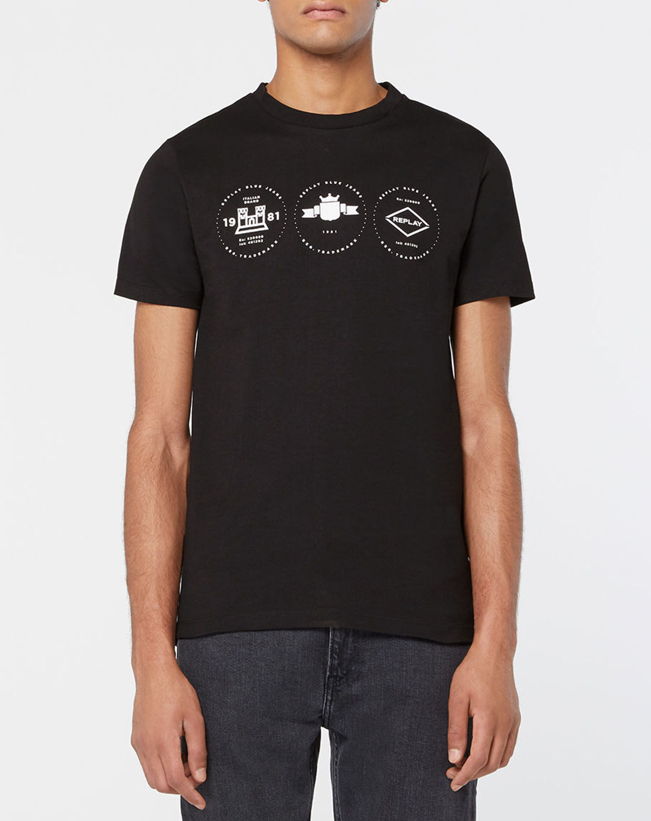 Replay T-Shirt Tri Logo Cent noir