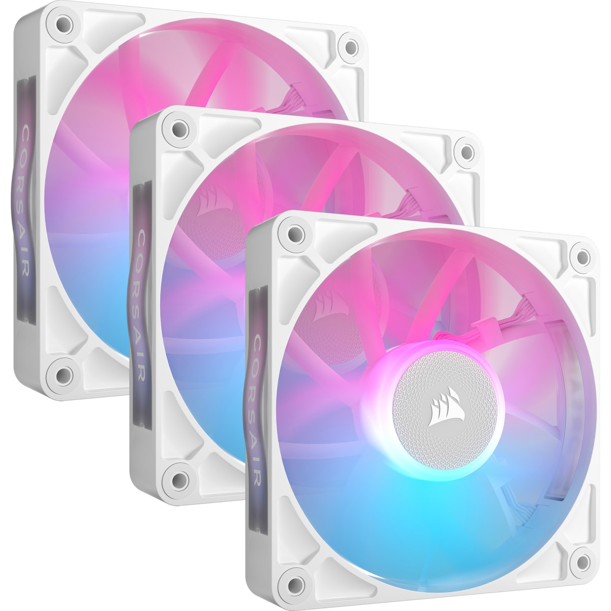 Corsair iCUE LINK RX120 RGB 120mm PWM viftestartsett (3-pakk, hvit)