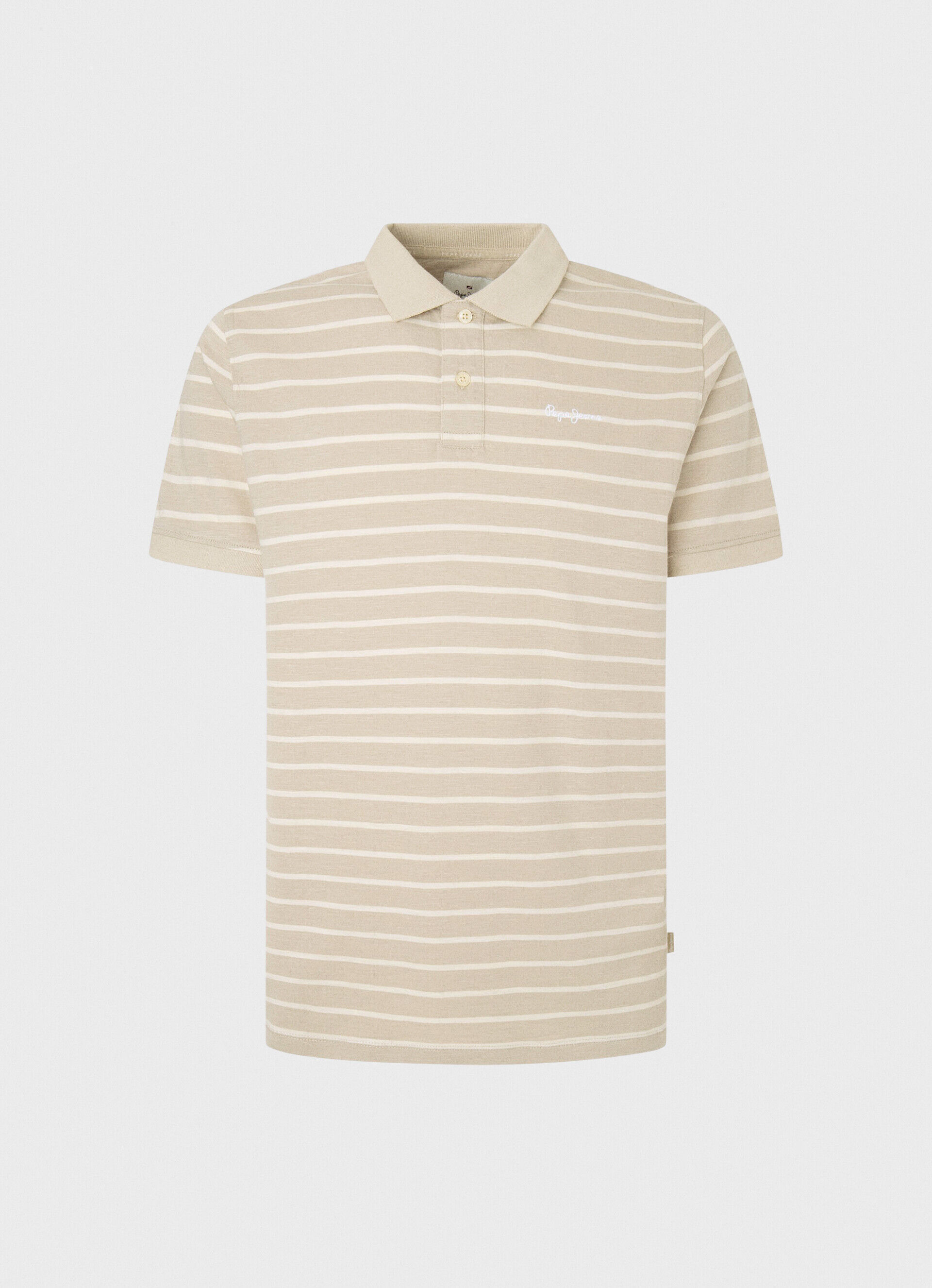 Camisa polo com estampa listrada - bege malte
