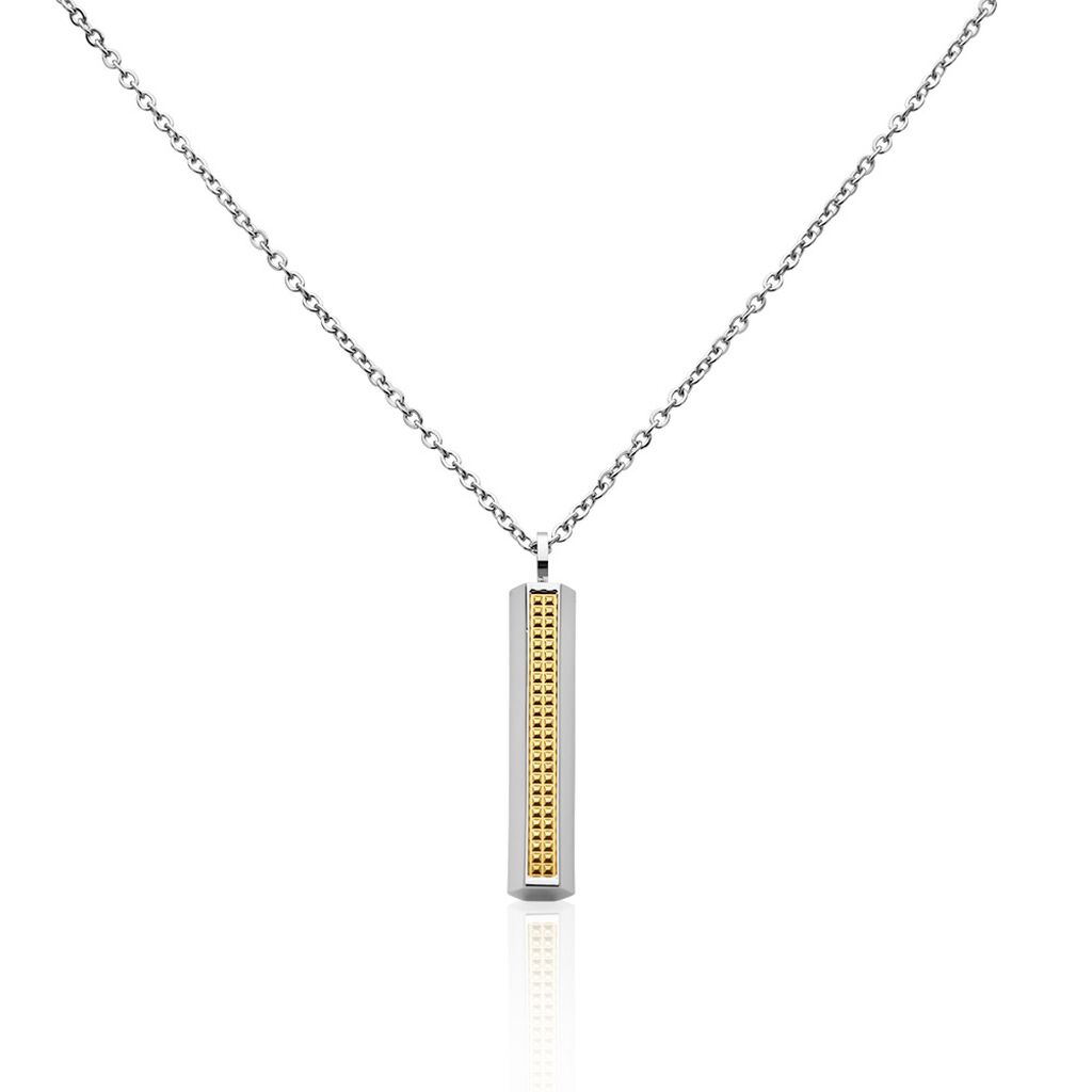 Collier Acier Blanc Et Plaqué Or Antono