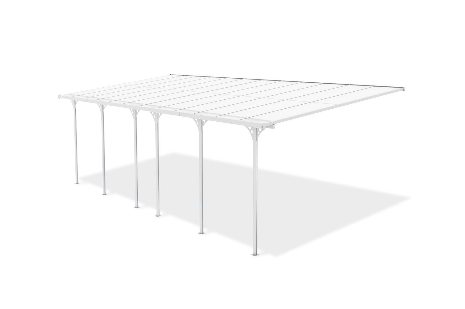 Aangebouwde pergola/carport 24m² KLEO 800L300 aluminium wit
