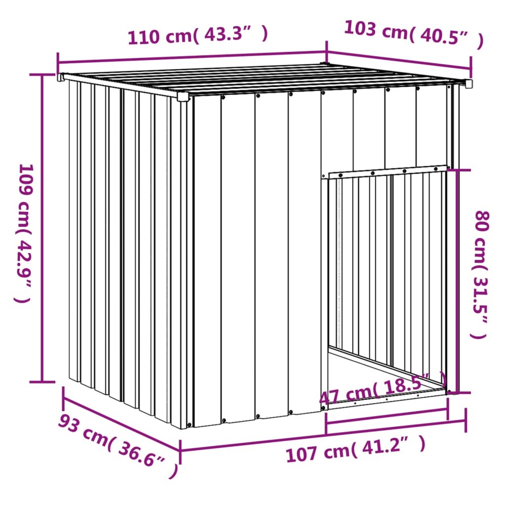 Niche pour chien avec toit anthracite 110x103x109 cm