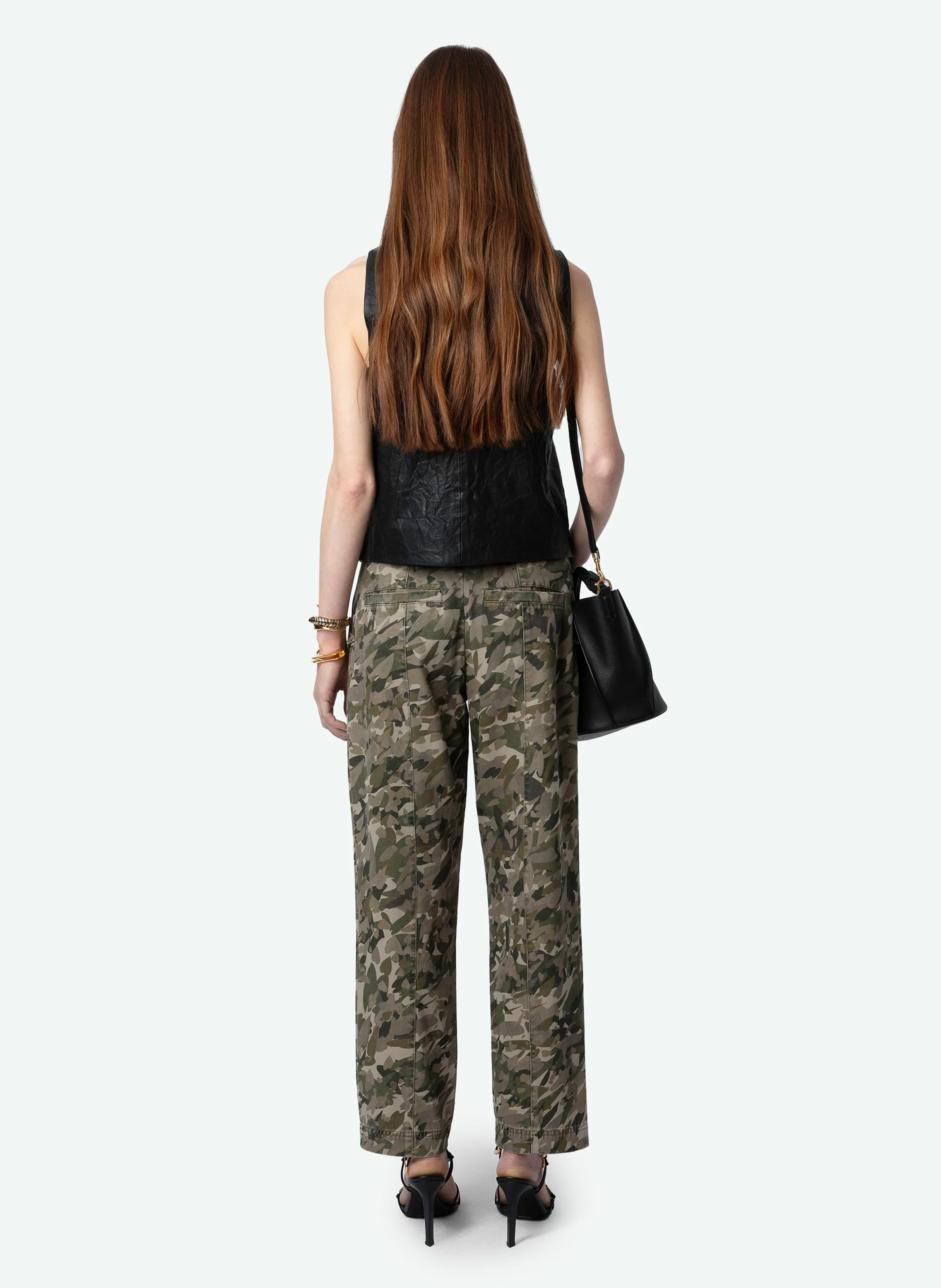 PILOTE - Pantalon droit 7/8ème en coton bio imprimé | Vert