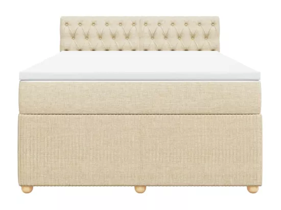 Sommier à lattes de lit avec matelas Crème 160x200 cm Tissu