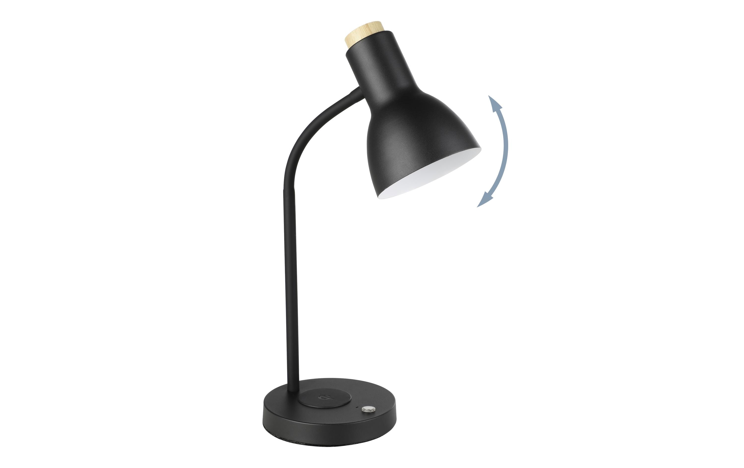Tischleuchte VERADAL-QI LED 5.5W 3000K SchwarzLED-Tischleuchte mit Touchdimmer, kabelloser QI-Charger-Funktion und flexiblem Leuchtenarm