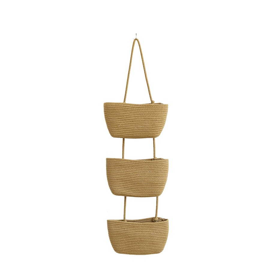 Hängende 3-fach Stoff Körbe Boho Home Deko Organizer für Spielzeug / Accessoires - Braun