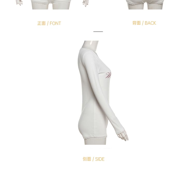 Bababy - Romper met lange mouwen, V-hals en tekstprint
