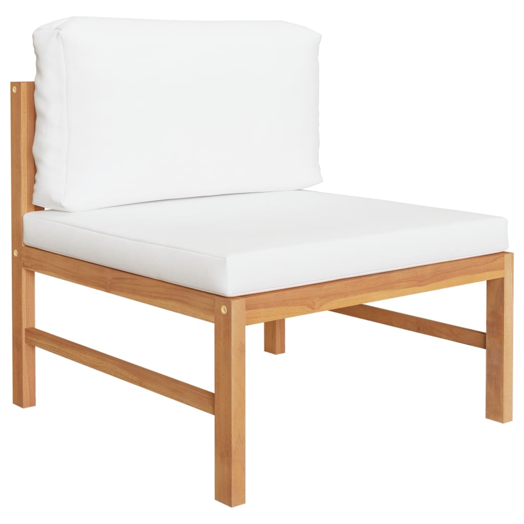 Salon de jardin meuble d'extérieur ensemble de mobilier 6 pièces avec coussins crème bois de teck solide