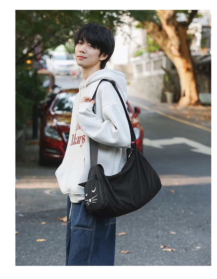 Hikuozy - Nylon Messenger Bag met kattenprint