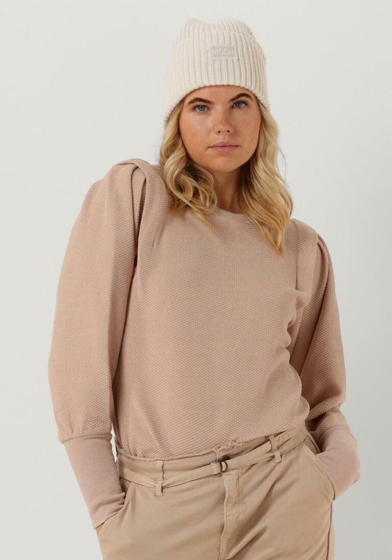SUMMUM lichtroze summum trui sweater lurex waffle jersey