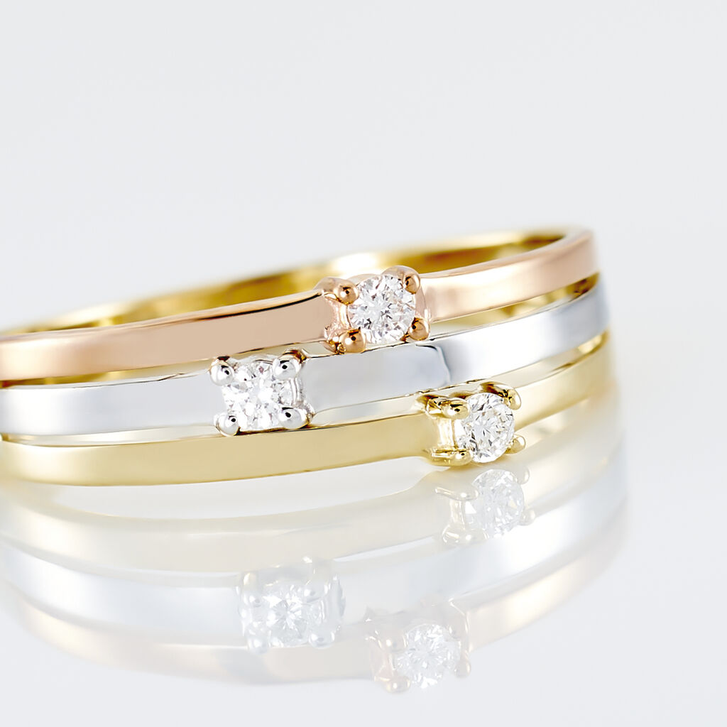 Bague Superposition Or Tricolore Diamant