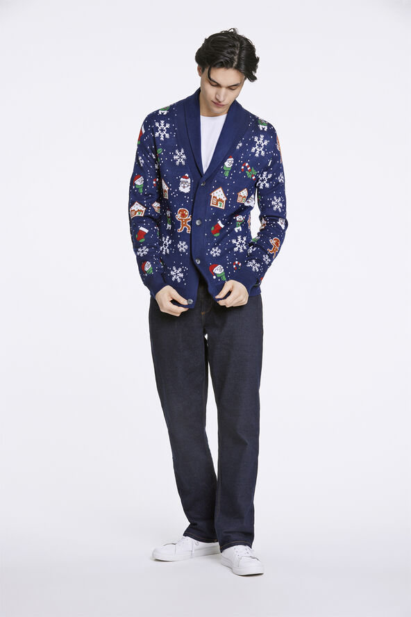Lindbergh Xmas shawl collar cardigan Blå
