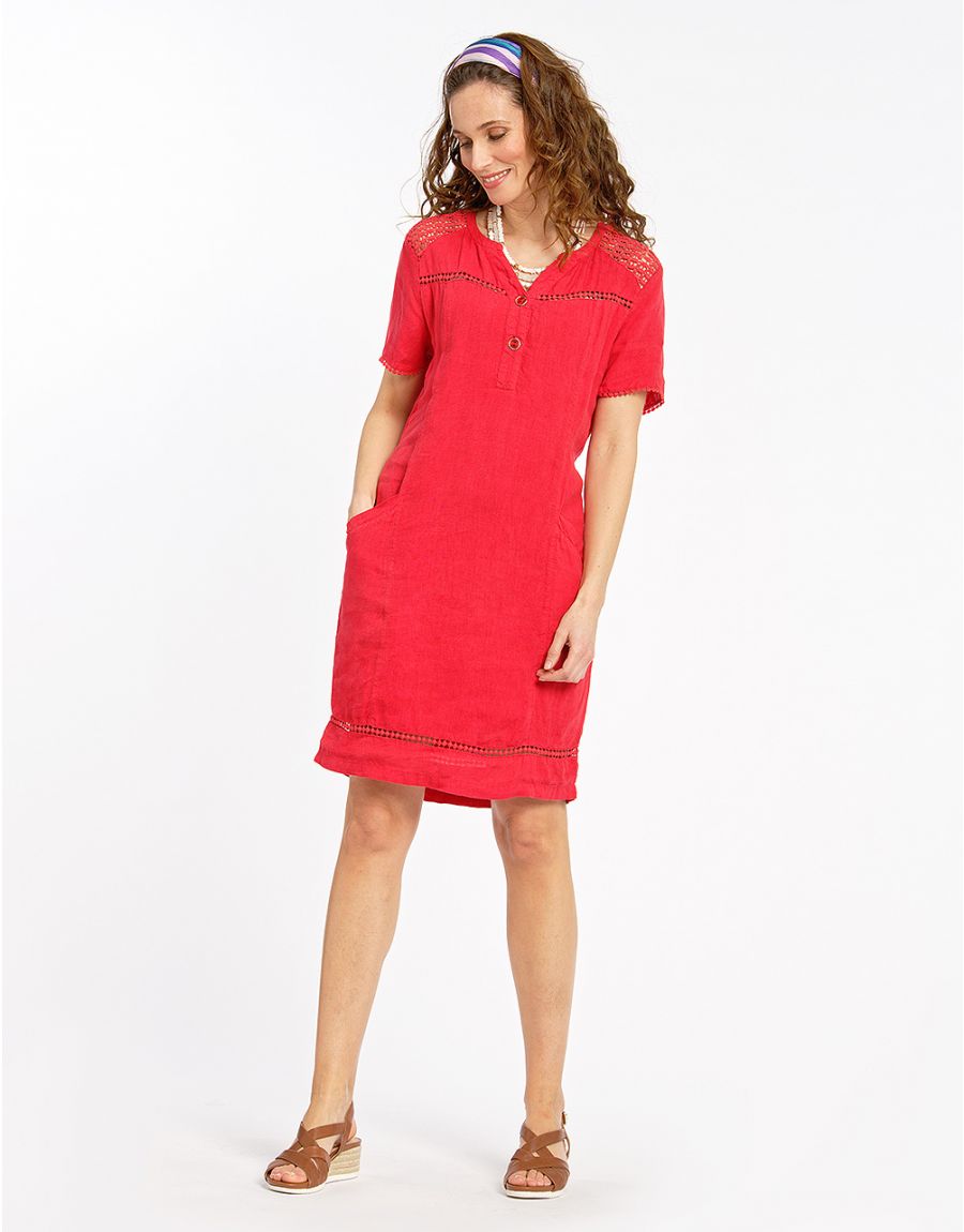 Robe 100% LIN rouge