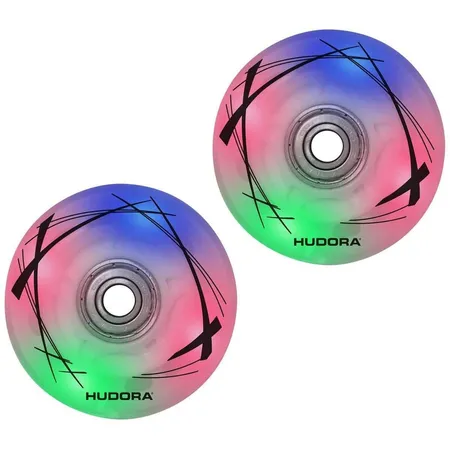 Hudora 2 LED Inline Wheels, 64mm x 22mm for Inliner