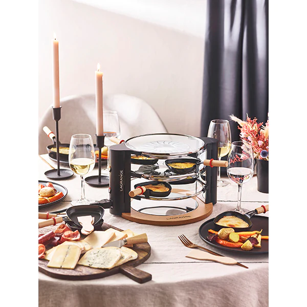 Raclette Evolution avec accessoires à fromage et deux grands poêlons L
