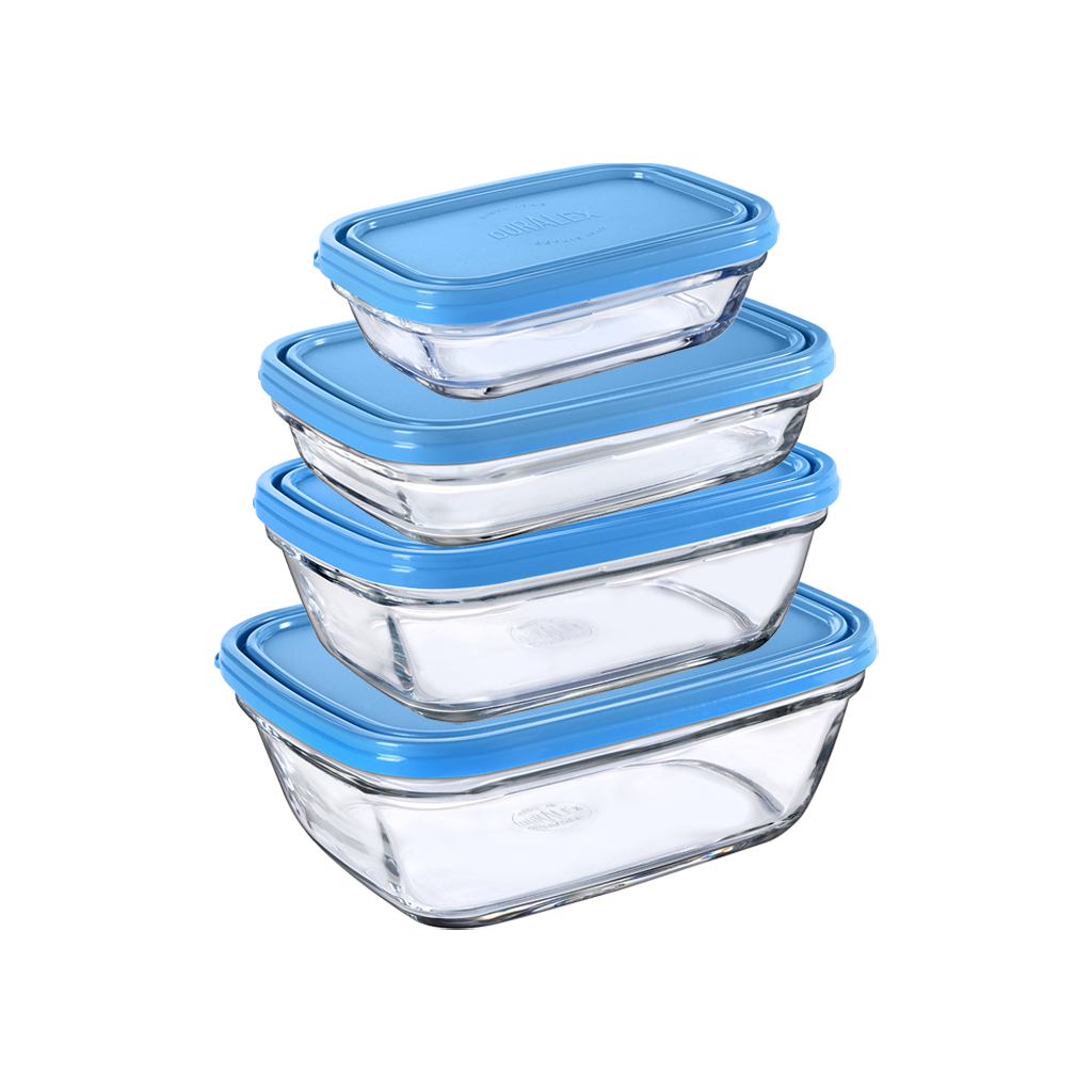 Freshbox - Set de 4 de boîtes de conservation rectangulaires de capacité différentes