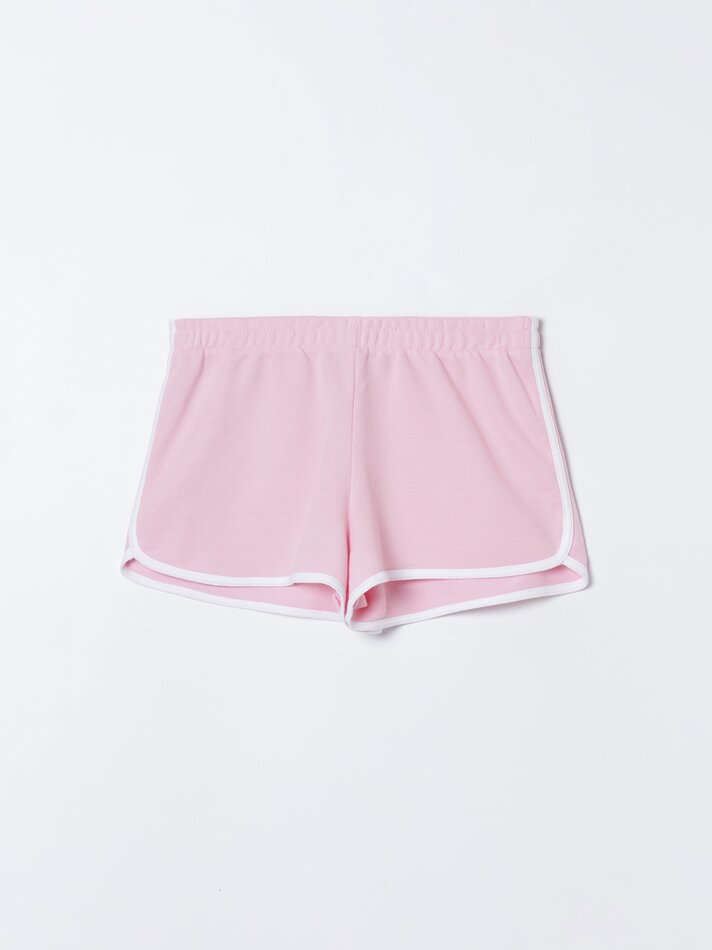 Conjunto de 4 shorts básicos de fleece com detalhes - Laranja Claro