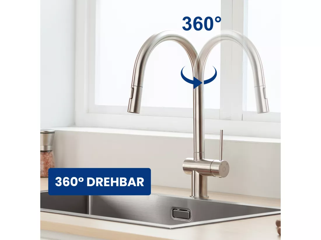 Cecipa max Mitigeur de Cuisine avec Douchette Extractible Robinet de Cuisine avec 2 Types de Jet D'eau Robinet d'évier en Inox Brossé,EU Modèle