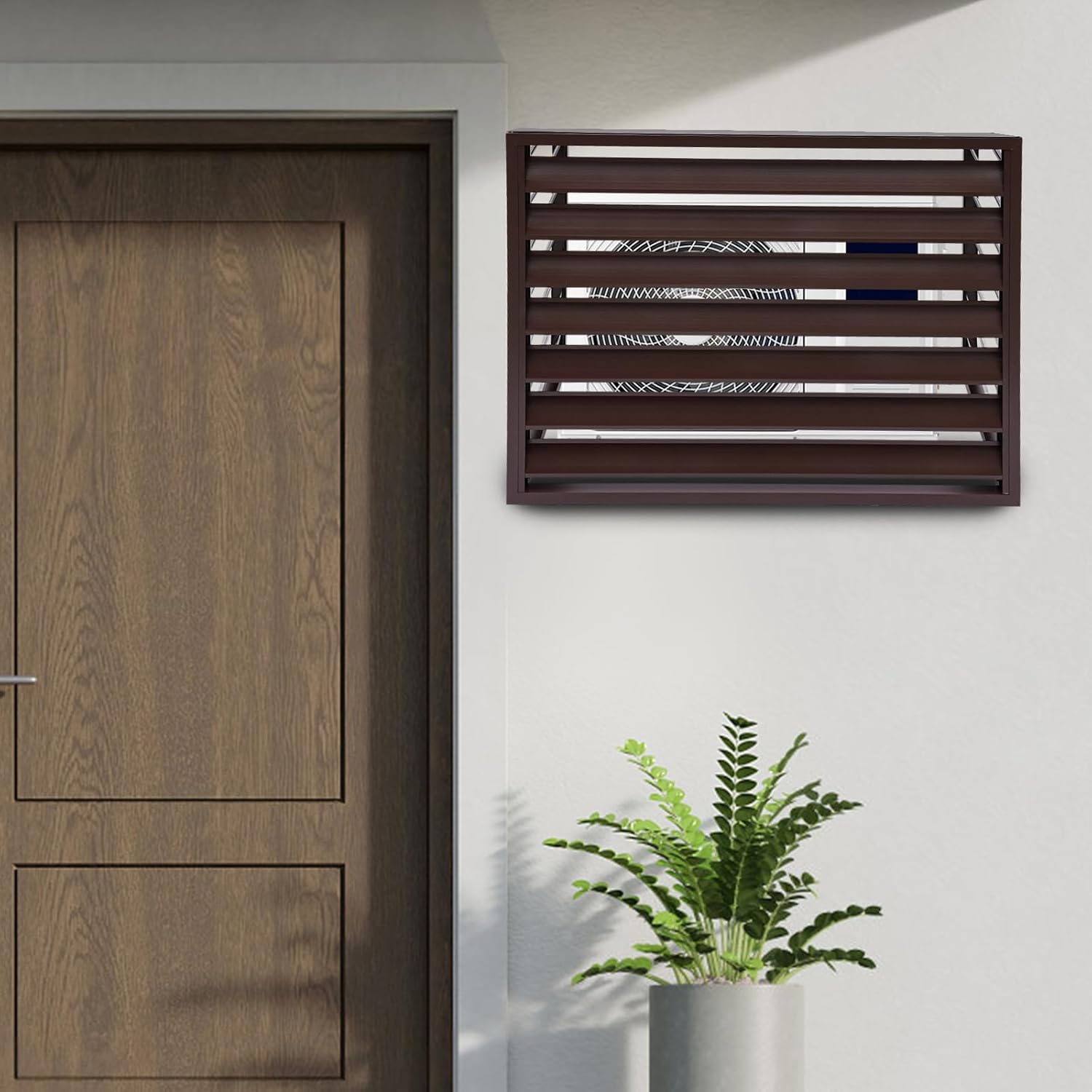 Klimaanlage Abdeckung, 110 x 60 x 80 cm, Wärmepumpe Verkleidung, Abdeckung Klimaanlage Außengerät, Schutz für Außengerät (Kaffeefarben)