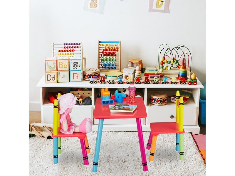 relaxdays Kindersitzgruppe 3-teilig Gelb; Grün; Rot Tischgruppe für das Kinderzimmer