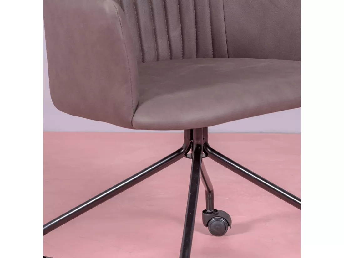 Chaise de bureau rembourrée en tissu vintage - Skyline - Brun