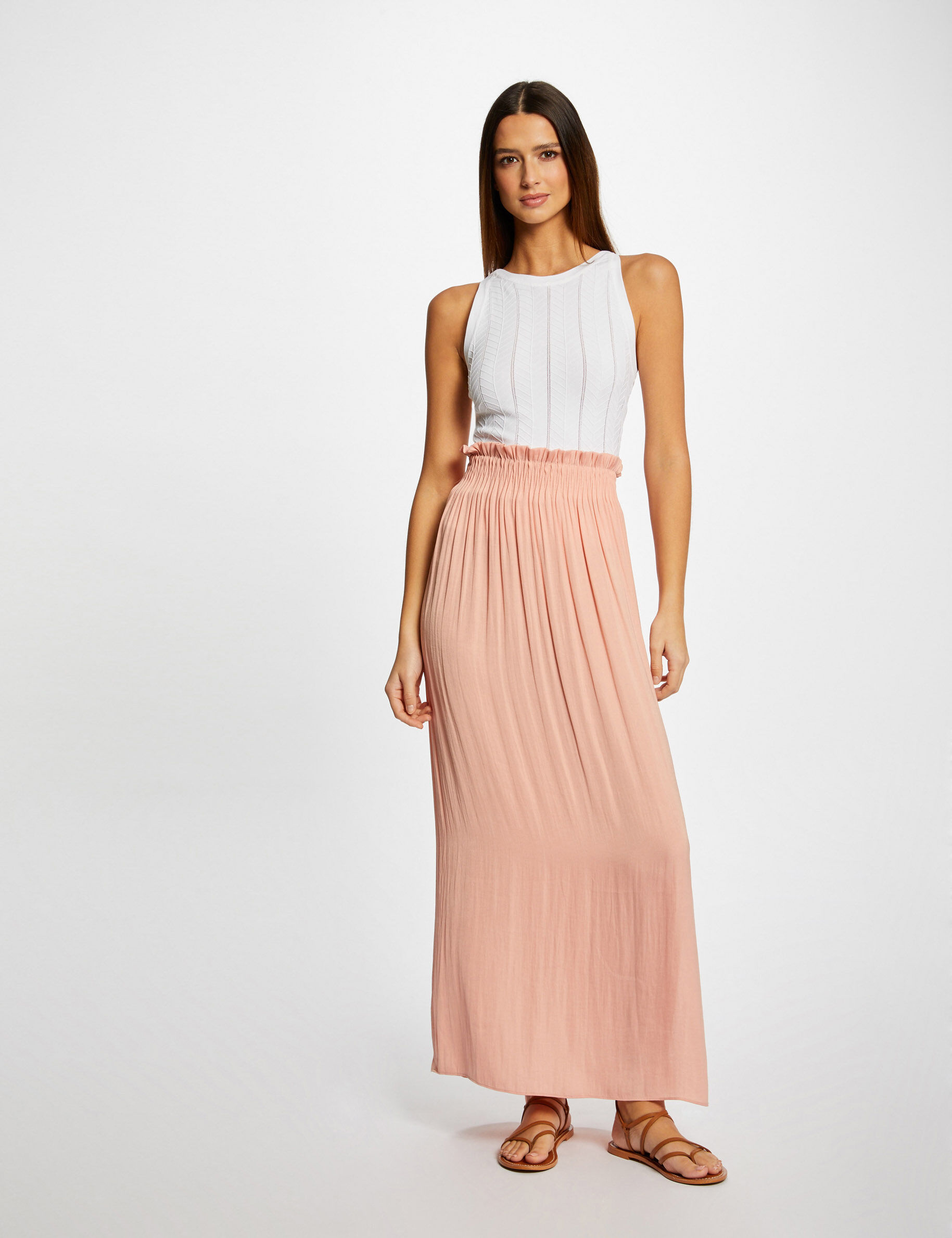 Débardeur pull avec bretelles croisées ecru femme - ecru