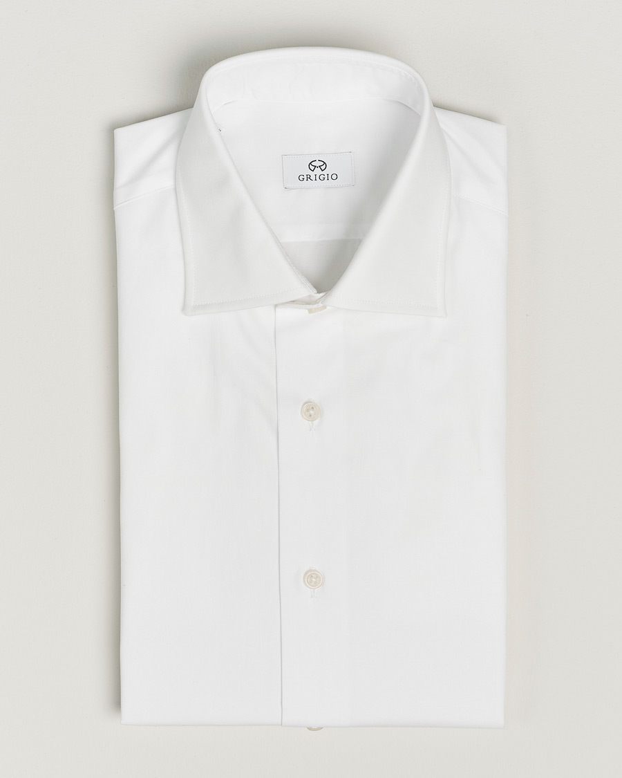 Grigio Cotton Twill Dress Shirt White