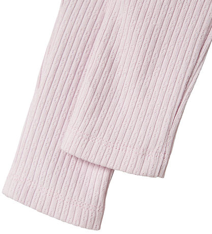 Name It Leggigs- Rib - NbfDikka - Light Lilac m. Lochmuster