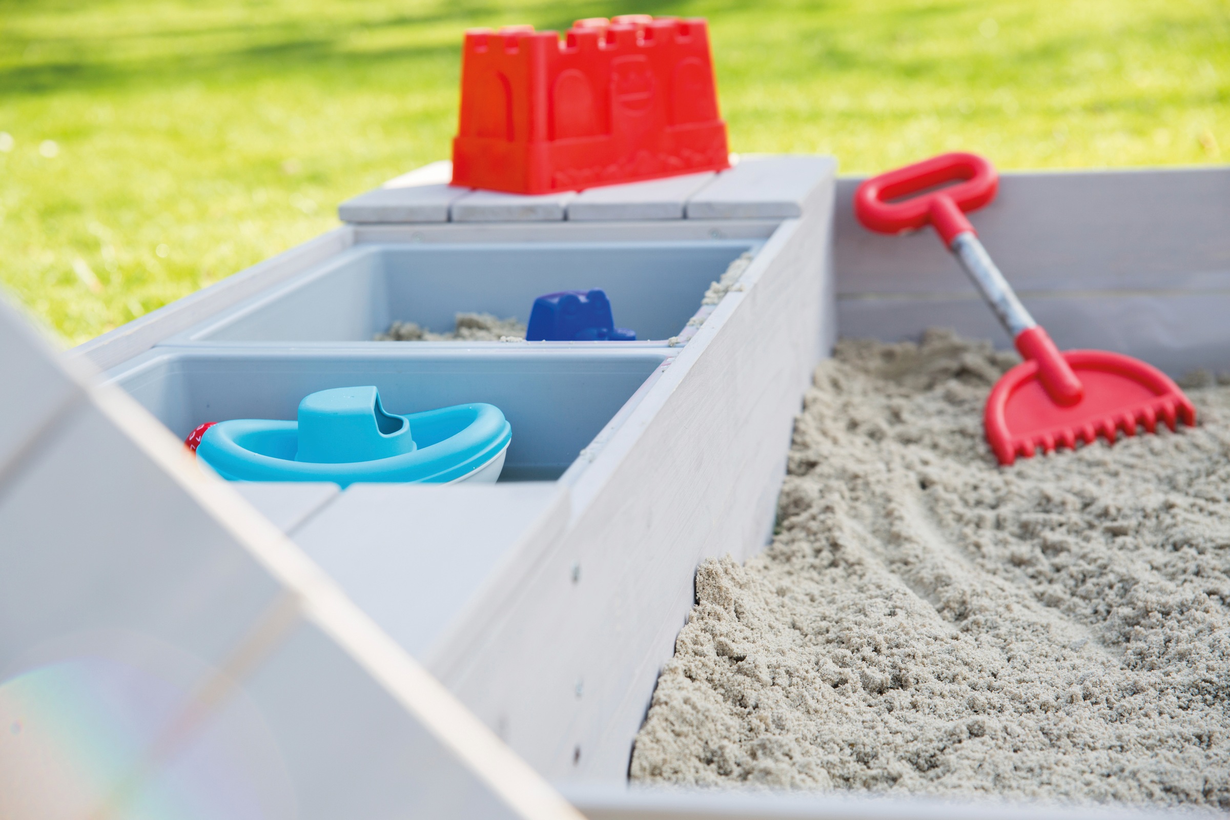 roba® Sandkasten »Outdoor+« 2 Spielwannen und 4 abnehmbaren Sitzplätzen, HxBxT: 17,5x125x120 cm