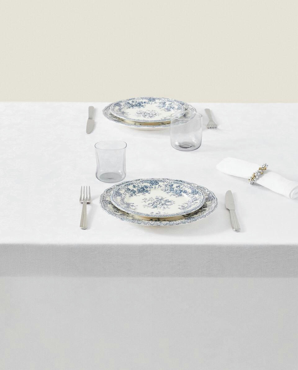 TOALHA DE MESA FLORAL JACQUARD