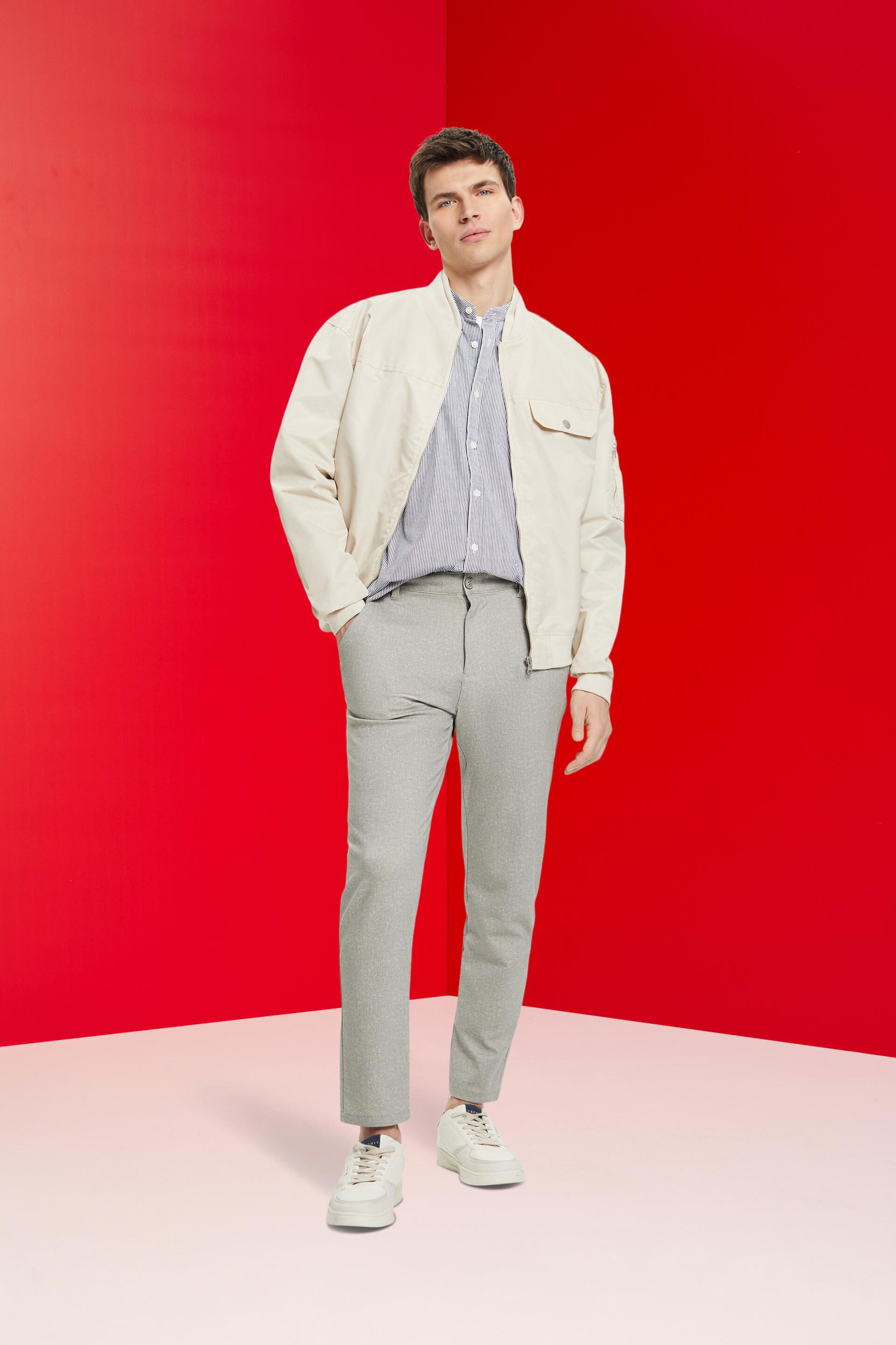 Chemise en coton à rayures tennis et col Mao