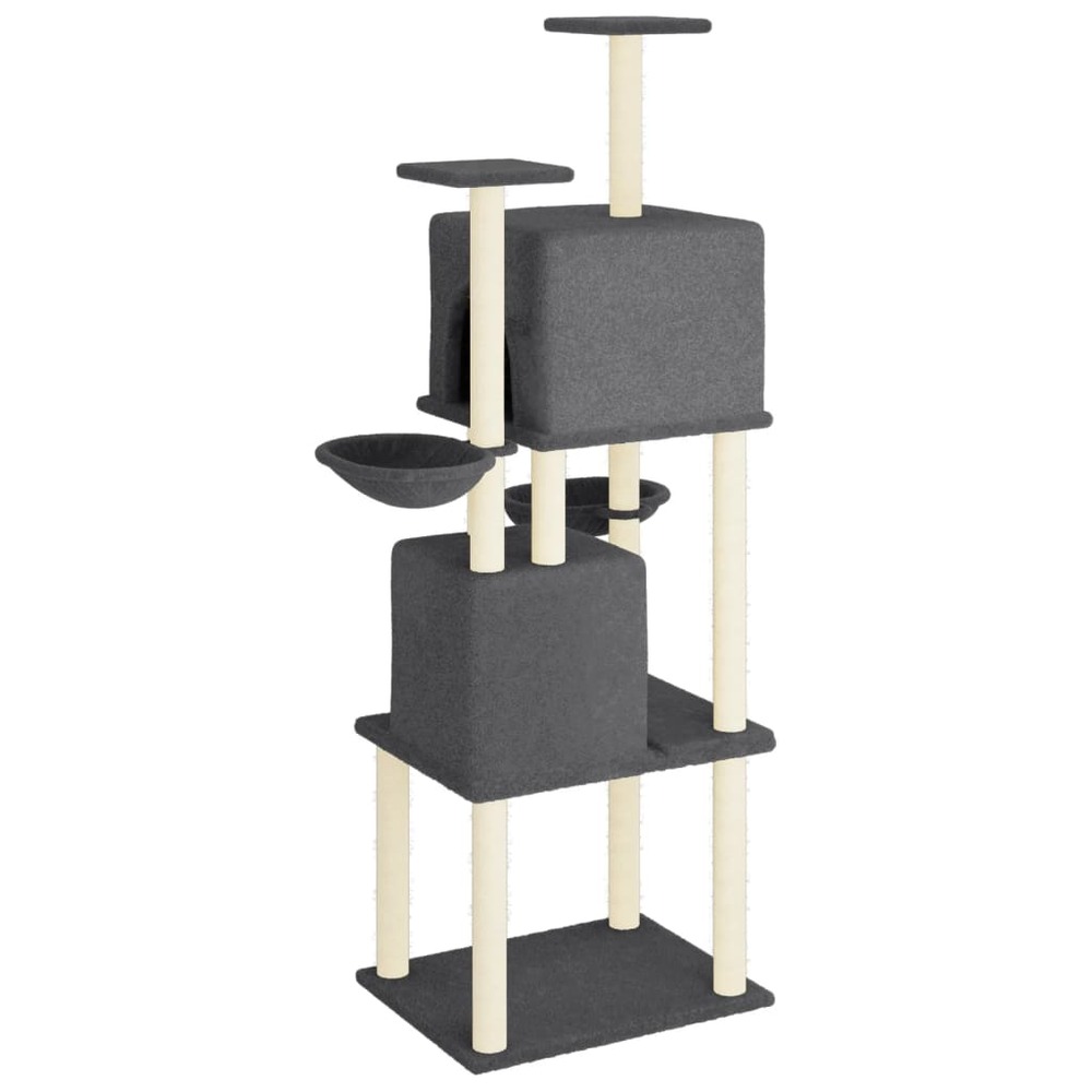 Arbre à chat avec griffoirs en sisal gris foncé 180 cm