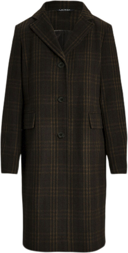 Lauren Ralph Lauren LODEN PLAID WOOL-WOOL SB REEFER 38 Brown plaid