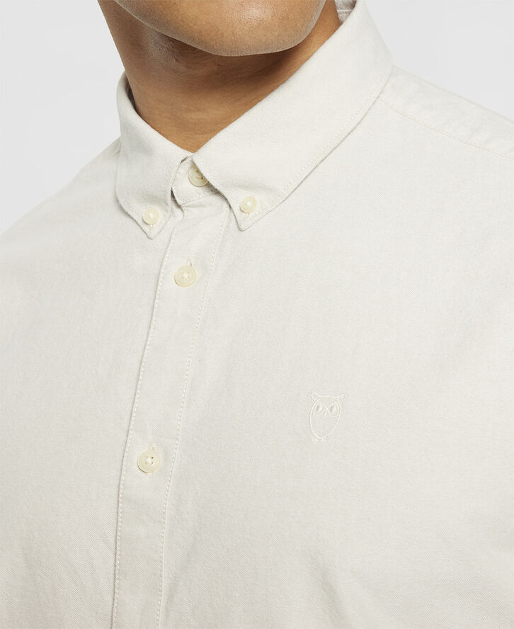 Knowledge Cotton Apparel Harald Small owl oxford regular fit shirt - GOTS/Vegan Light feather gray