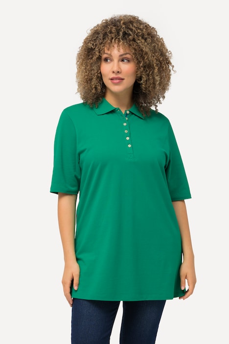 Poloshirt, Piqué, Polokragen, Samt-Knopfleiste, Halbarm