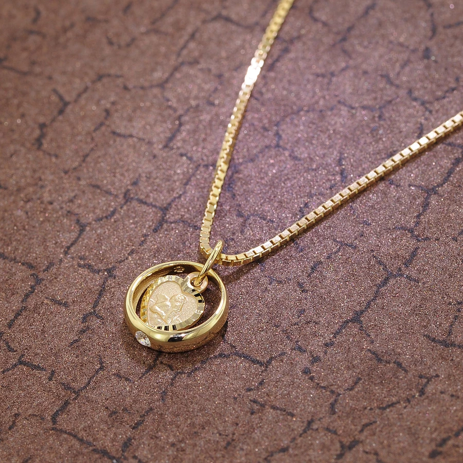 trendor Taufring mit Amorherz Gold 585 an goldplattierter Silberkette gold