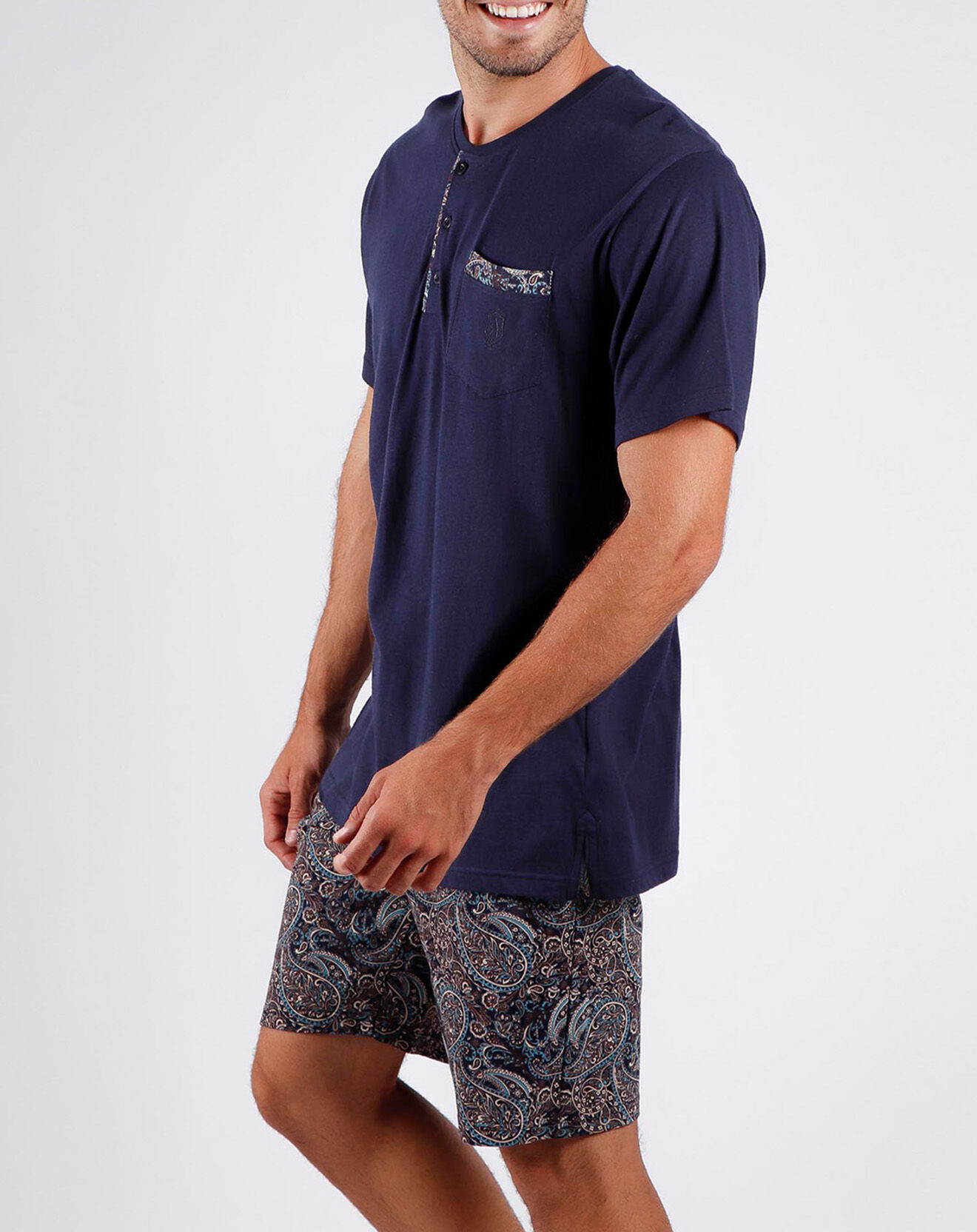 Admas Classic Pyjama en Cachemire bleu marine