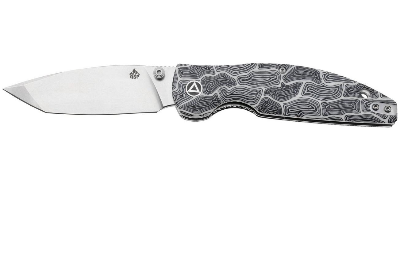 QSP Knife Turtle Punk QS158-B1 Stonewashed 14C28N Black White G10, zakmes, Keanu Alfaro design