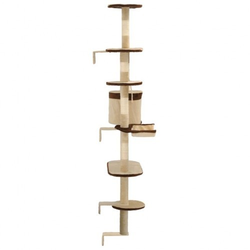 Arranhador de parede com postes de sisal marrom