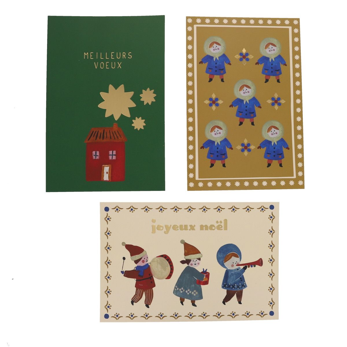 Coffret de 6 cartes de vœux et enveloppes Joyeux Noël Mercredi et Patati
