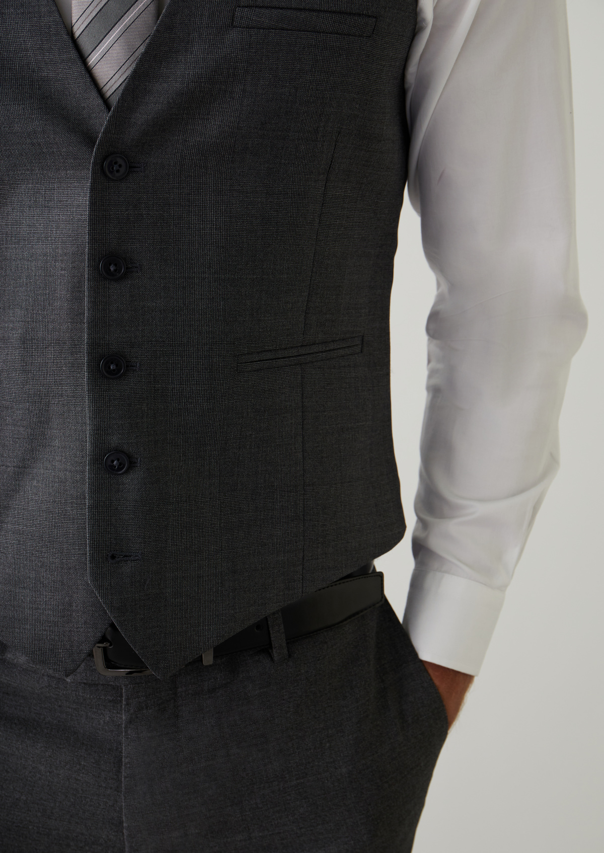 Gilet de costume en laine Vitale Barberis Canonico gris Prince de Galles