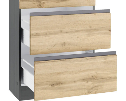 Held Furniture keukenblok met apparatuur PISA 390 cm wild eiken mat gedemonteerd omkeerbaar model 1129.6310