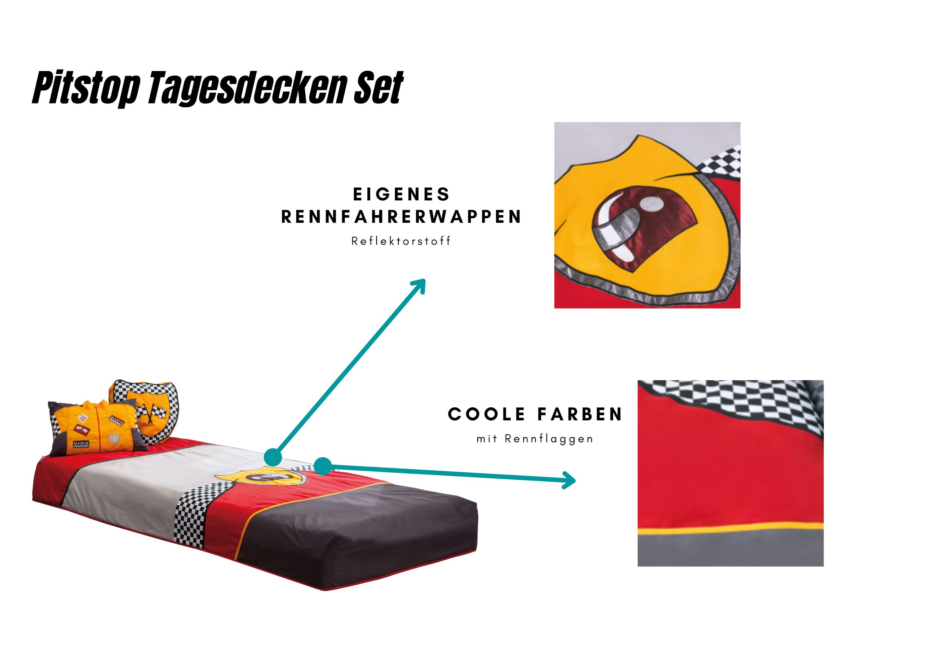 Tagesdecken Set mit 2 Kissen und für Kinderzimmer