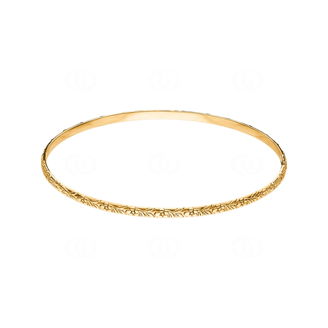Armreif rund 750/18 K Gelbgold verziert 3.2mm