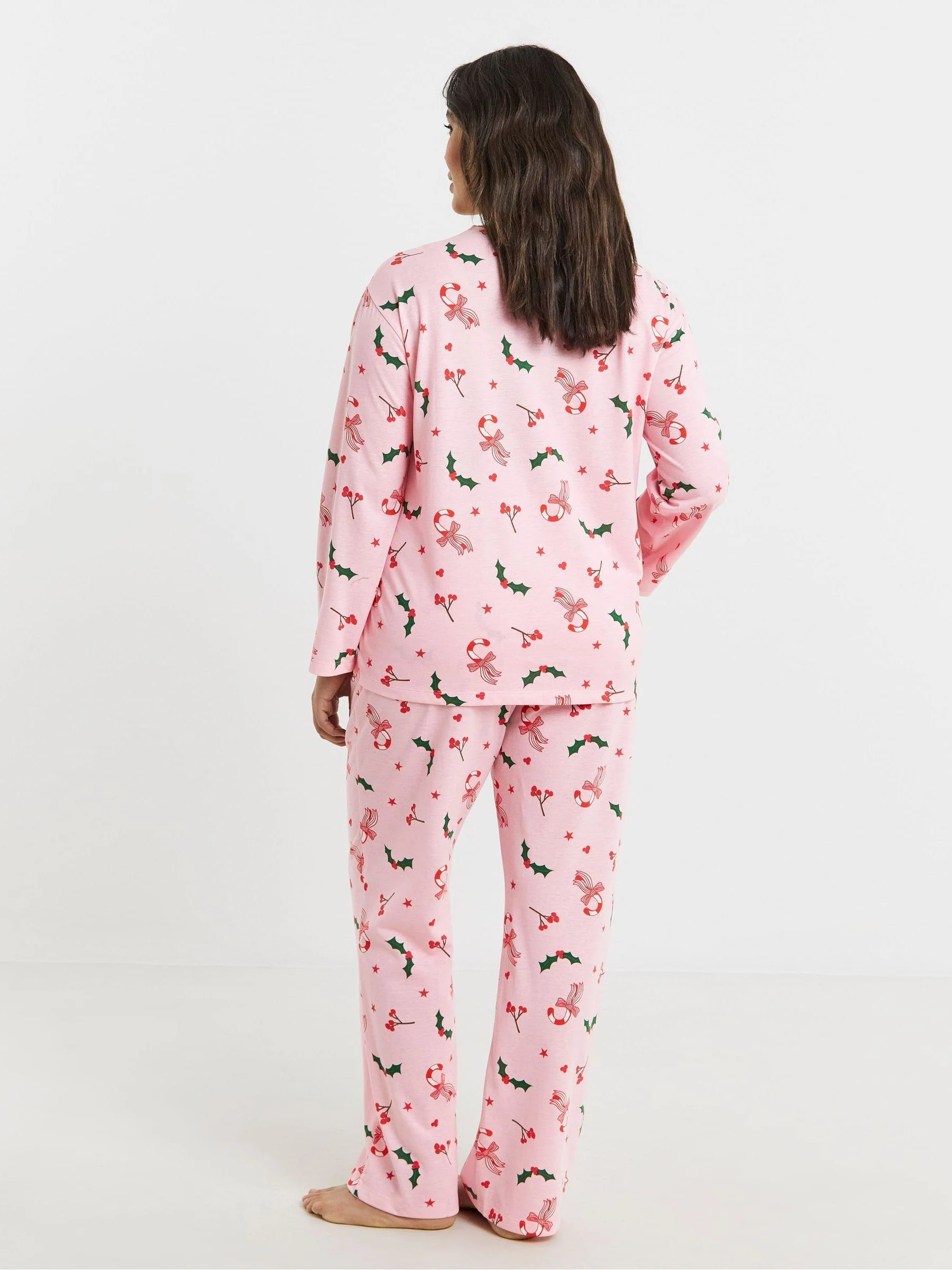 Simply Be 2 Pack Mistletoe Kerstmis Pyjama Set met Lange mouwen