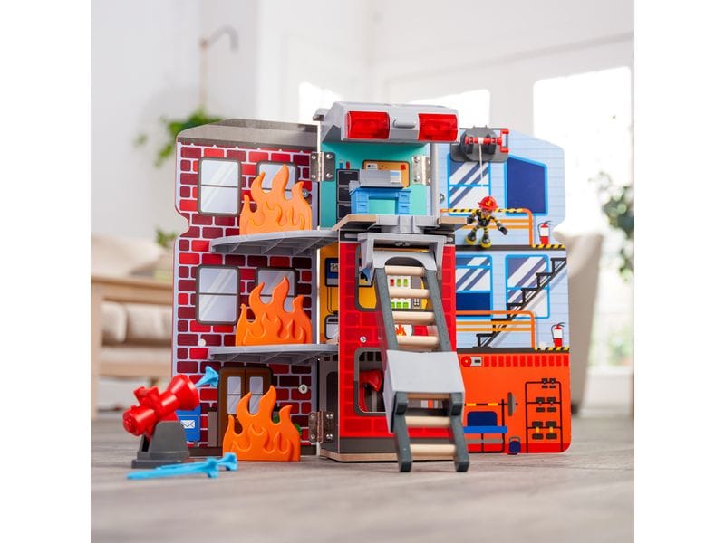 Kid Kraft Feuerwehr 2-in-1 Feuerwehrauto Spiel-Set