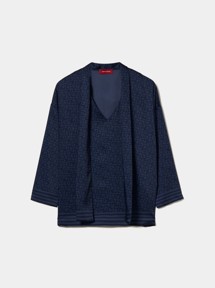 Blusa estampada com laçada